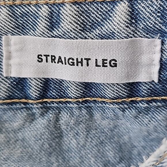 Cotton:On High Rise Loose Straight Leg Distressed Light Wash Jeans Womans Size 6 - Picture 7 of 8